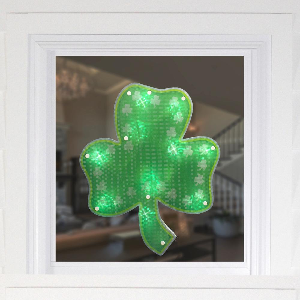 Lighted Green Shamrock St. Patrick's Day Window Silhouette - 14". Picture 2