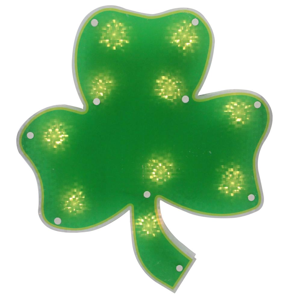 Lighted Shamrock St. Patrick's Day Window Silhouette - 14" - Clear Lights. Picture 1