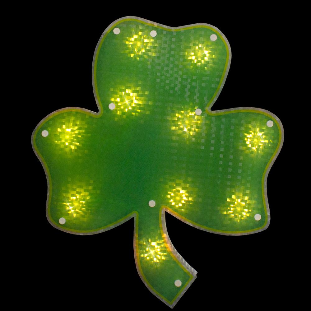 Lighted Shamrock St. Patrick's Day Window Silhouette - 14" - Clear Lights. Picture 4