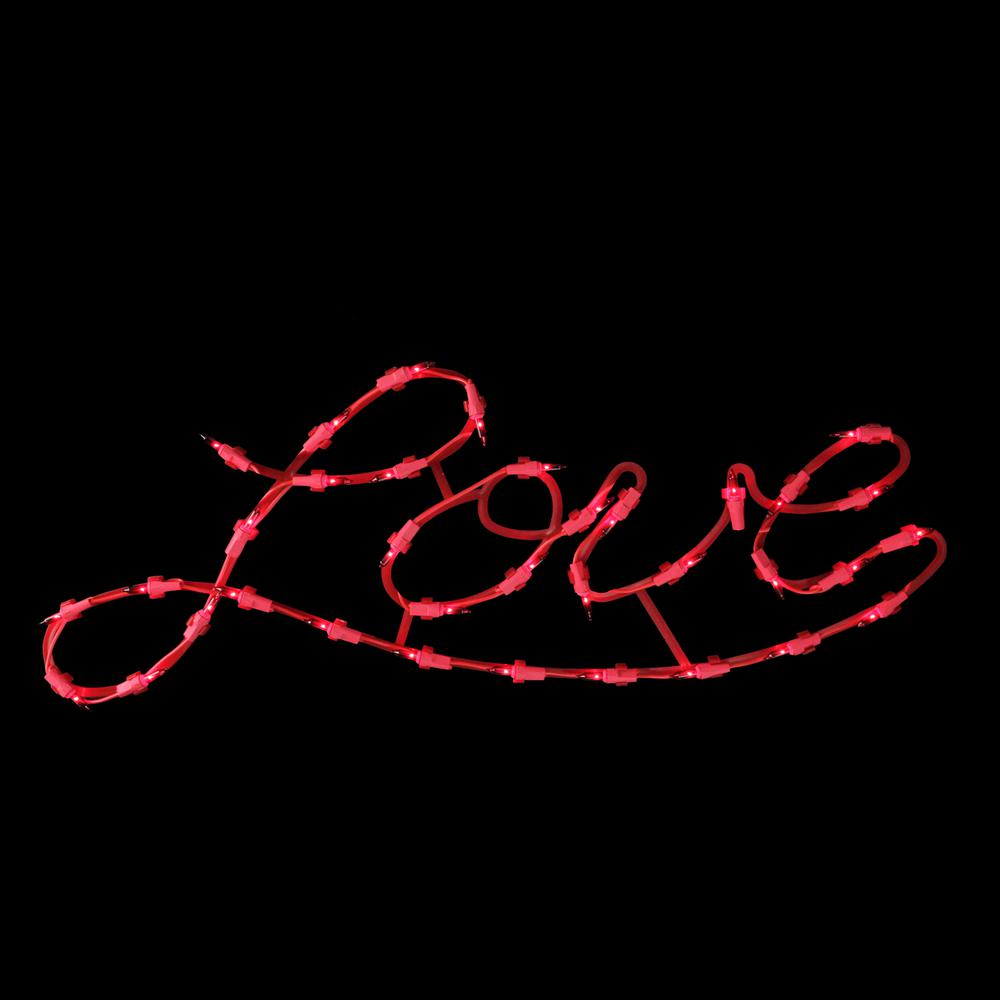 17" Lighted Red Love Script Valentine's Day Window Silhouette Decoration. Picture 2