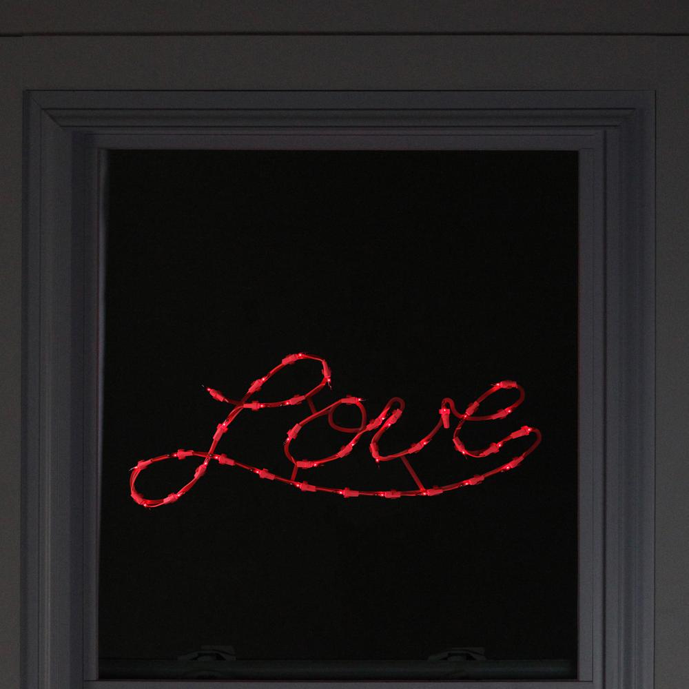 17" Lighted Red Love Script Valentine's Day Window Silhouette Decoration. Picture 3