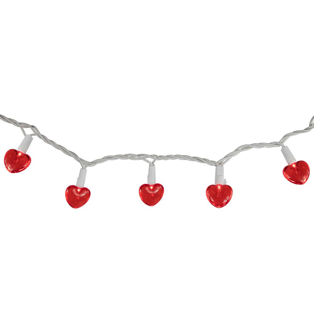 20-Count Red LED Mini Hearts Valentine's Day Lights - 4.75ft  White Wire. Picture 1