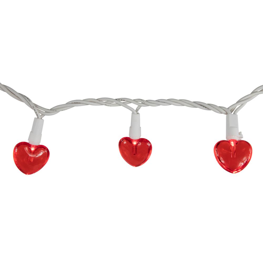 20-Count Red LED Mini Hearts Valentine's Day Lights - 4.75ft  White Wire. Picture 3