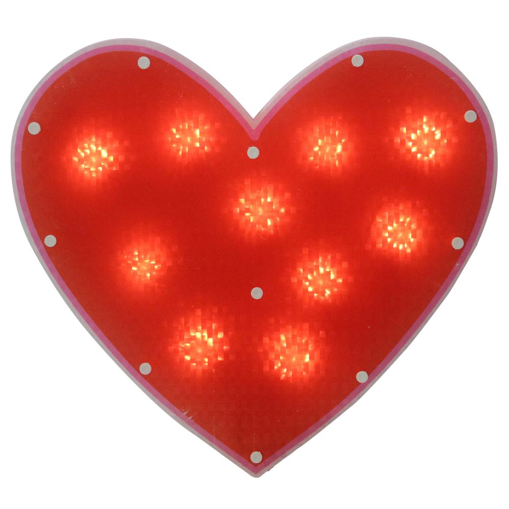13" Lighted Shimmering Red Heart Valentine's Day Window Silhouette Decoration. Picture 2