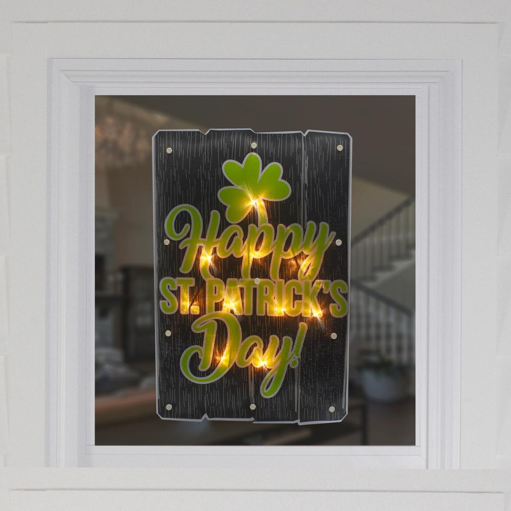 17" Lighted Happy St.Patrick's Day Window Silhouette Decoration. Picture 2