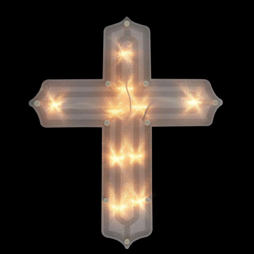 14" Lighted Religious Cross Easter Window Silhouette Decoration. Picture 4