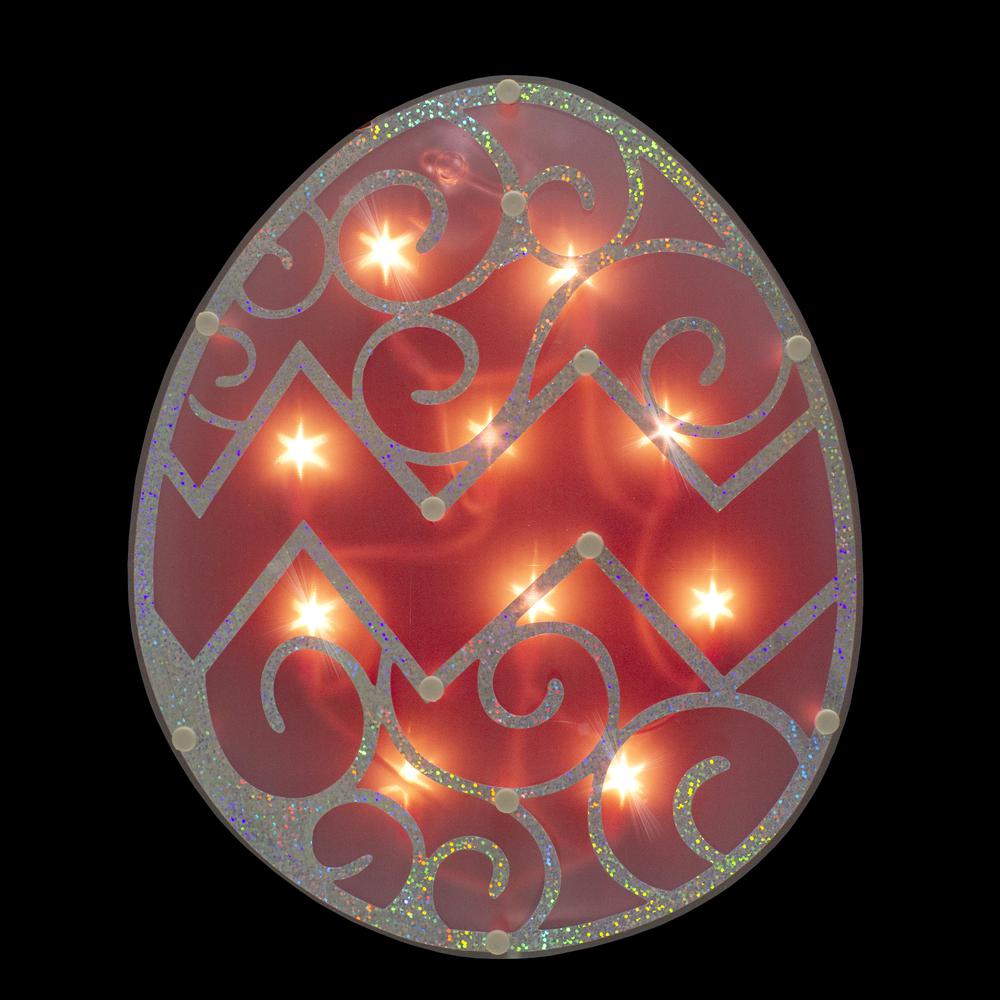 12" Lighted Pink Easter Egg Window Silhouette Decoration. Picture 4