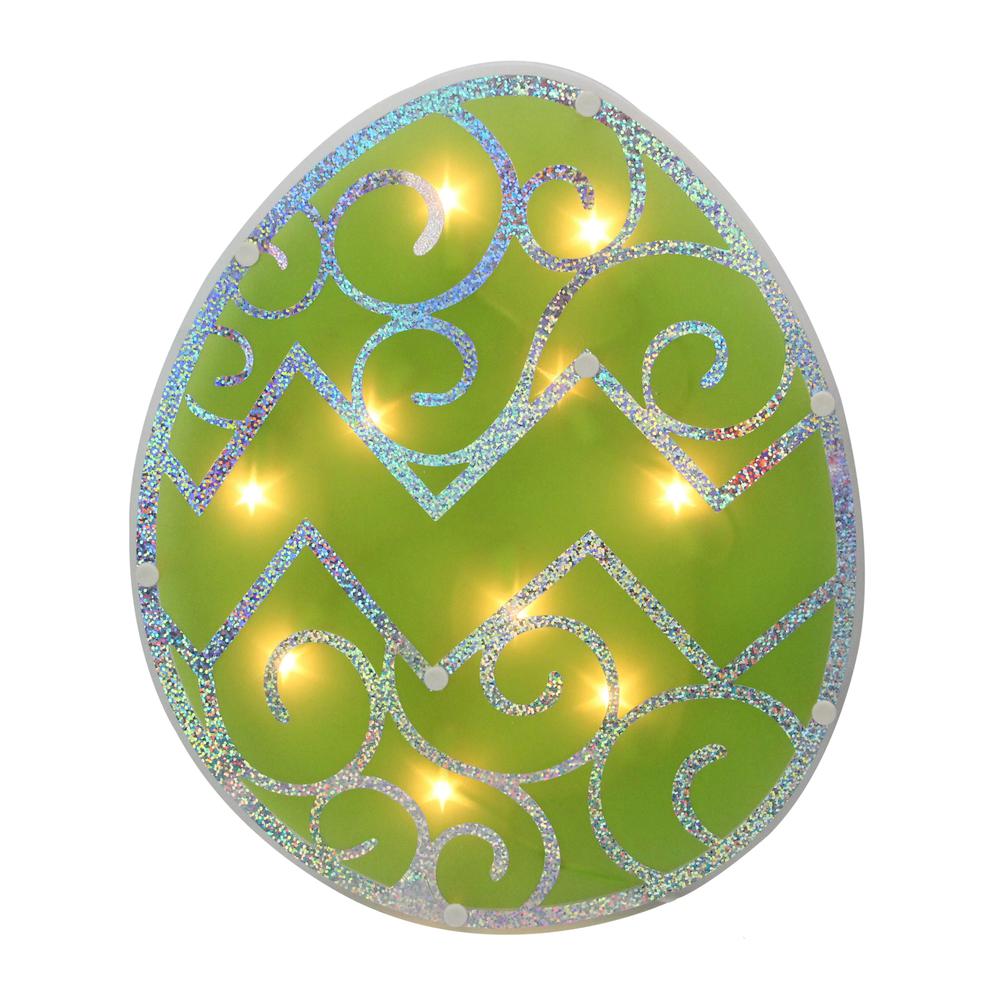 12" Lighted Green Easter Egg Window Silhouette Decoration. Picture 1