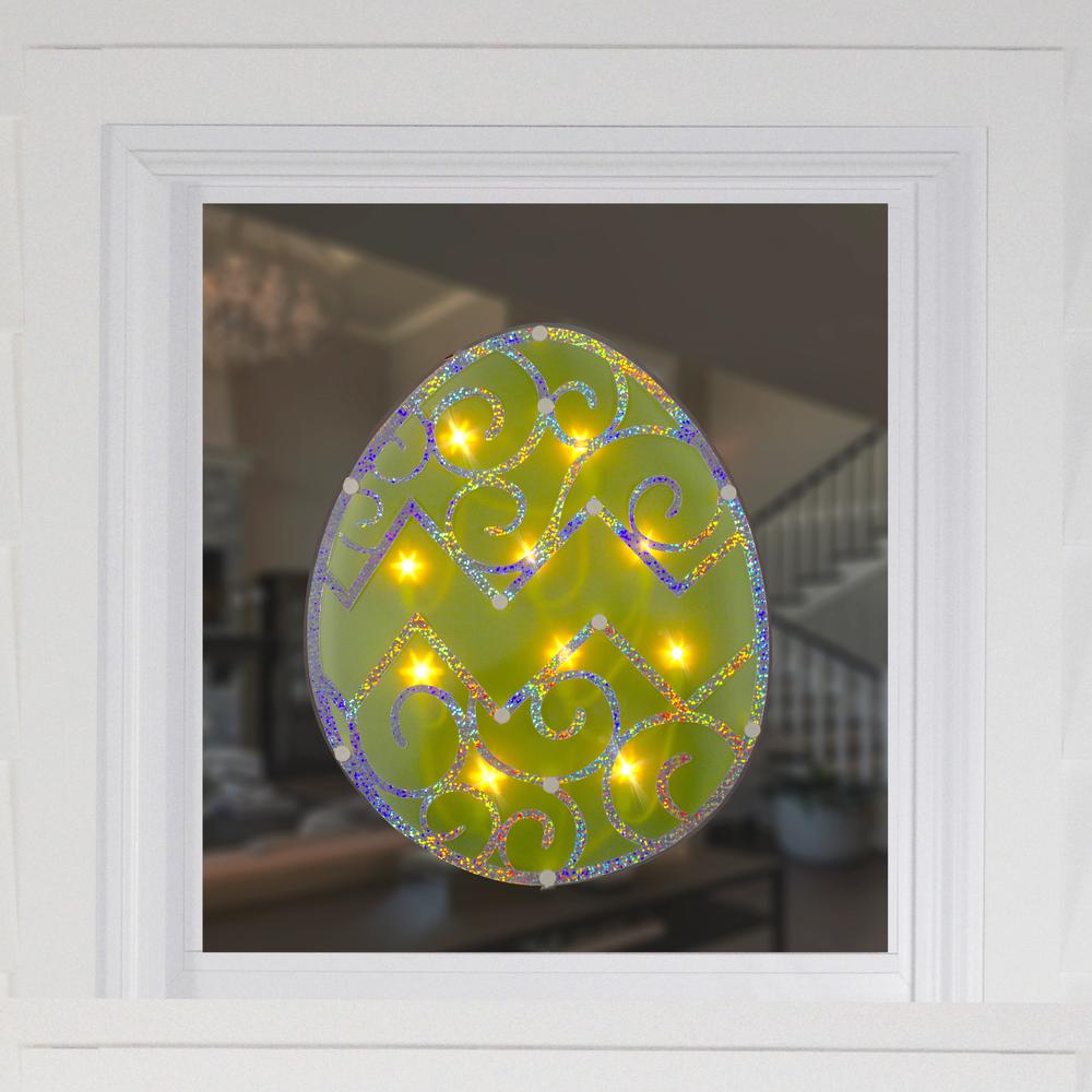 12" Lighted Green Easter Egg Window Silhouette Decoration. Picture 2