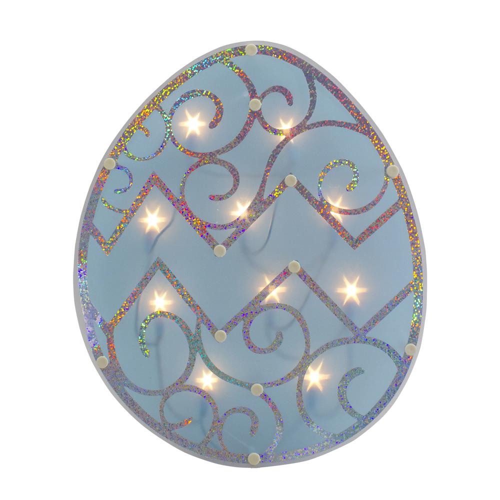 12" Lighted Blue Easter Egg Window Silhouette Decoration. Picture 1