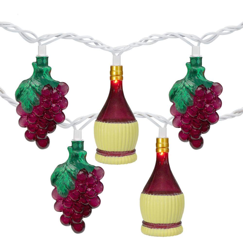 10-Count Grape and Wine Bottle String Christmas Light Set 7.5ft White Wire. Picture 1