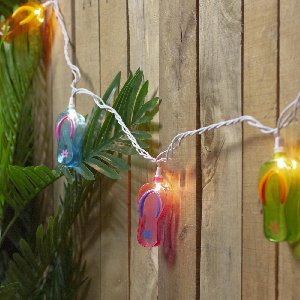 10-Count Summer Flip Flop Novelty String Christmas Light Set  7.25ft White Wire. Picture 2
