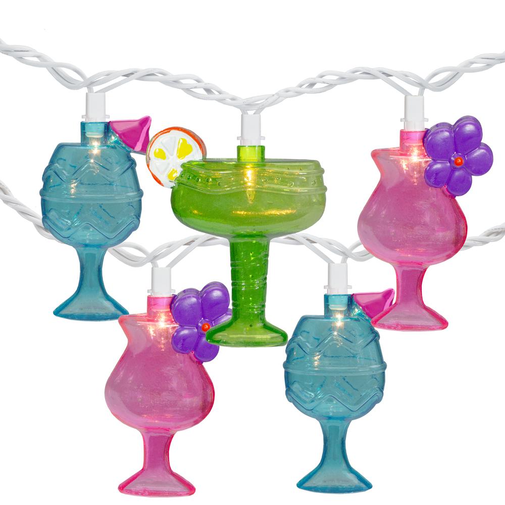 10-Count Mixed Cocktail Drink Summer Patio Light Set - 7.5 ft White Wire. Picture 1