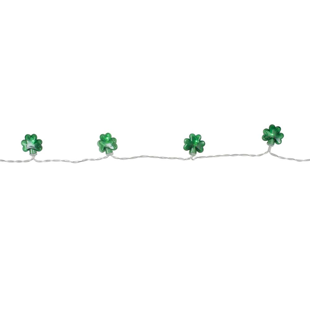 20-Count Green LED Mini St Patrick's Day Shamrock Lights - 7ft Clear Wire. Picture 2