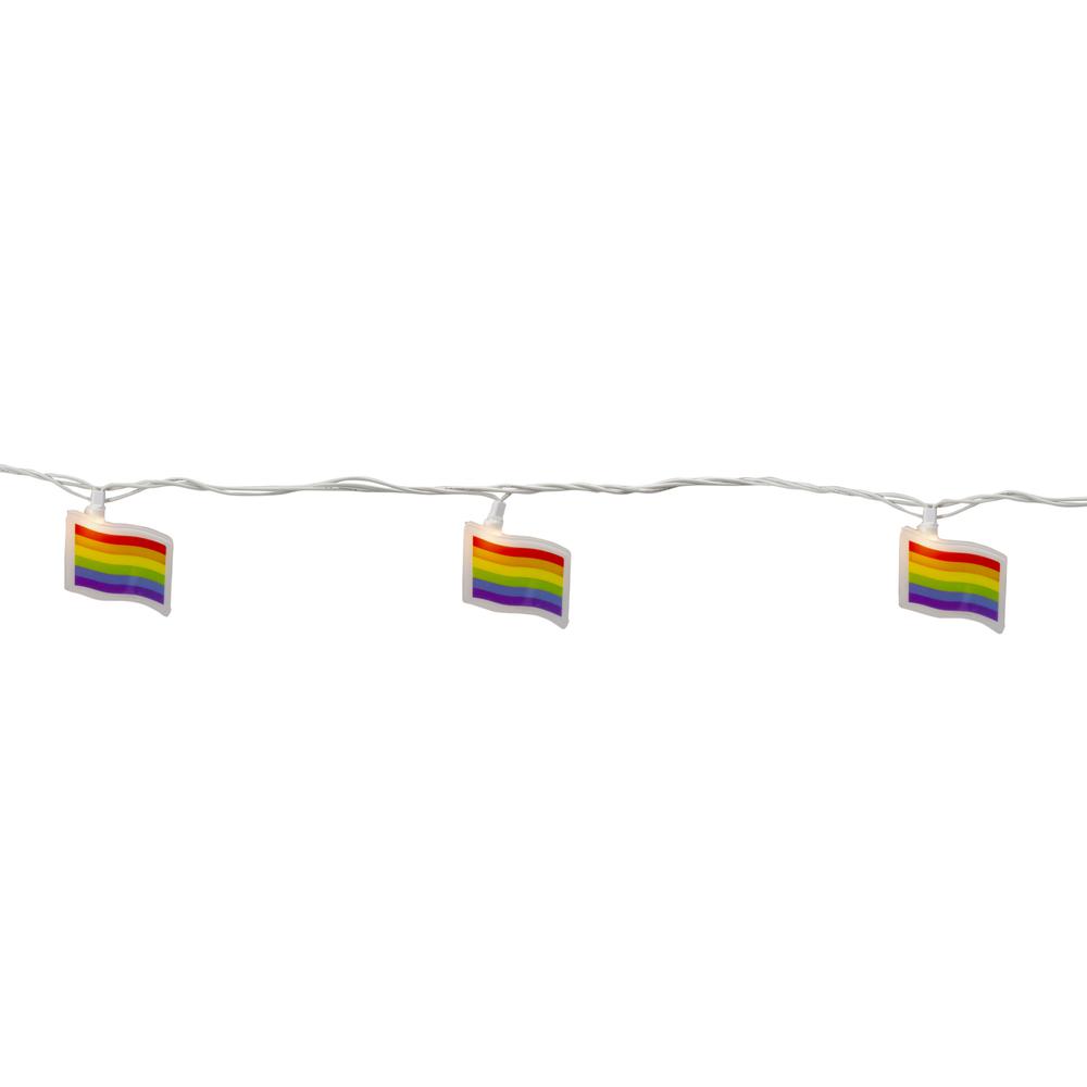 10-Count Clear Pride Flag Novelty String Light Set  7.5ft White Wire. Picture 3