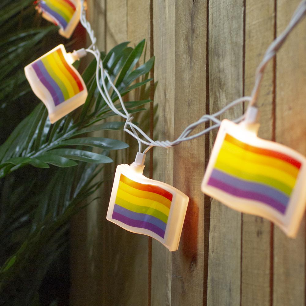 10-Count Clear Pride Flag Novelty String Light Set  7.5ft White Wire. Picture 2