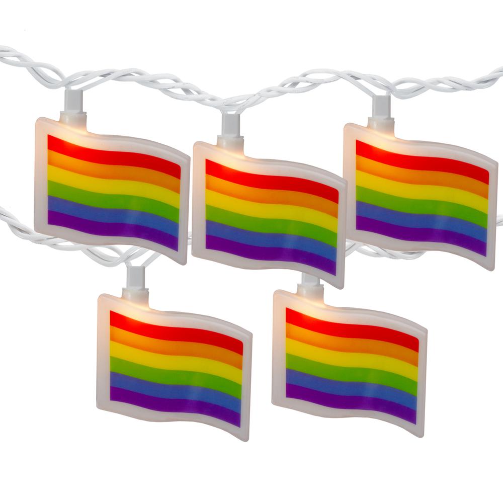 10-Count Clear Pride Flag Novelty String Light Set  7.5ft White Wire. Picture 1