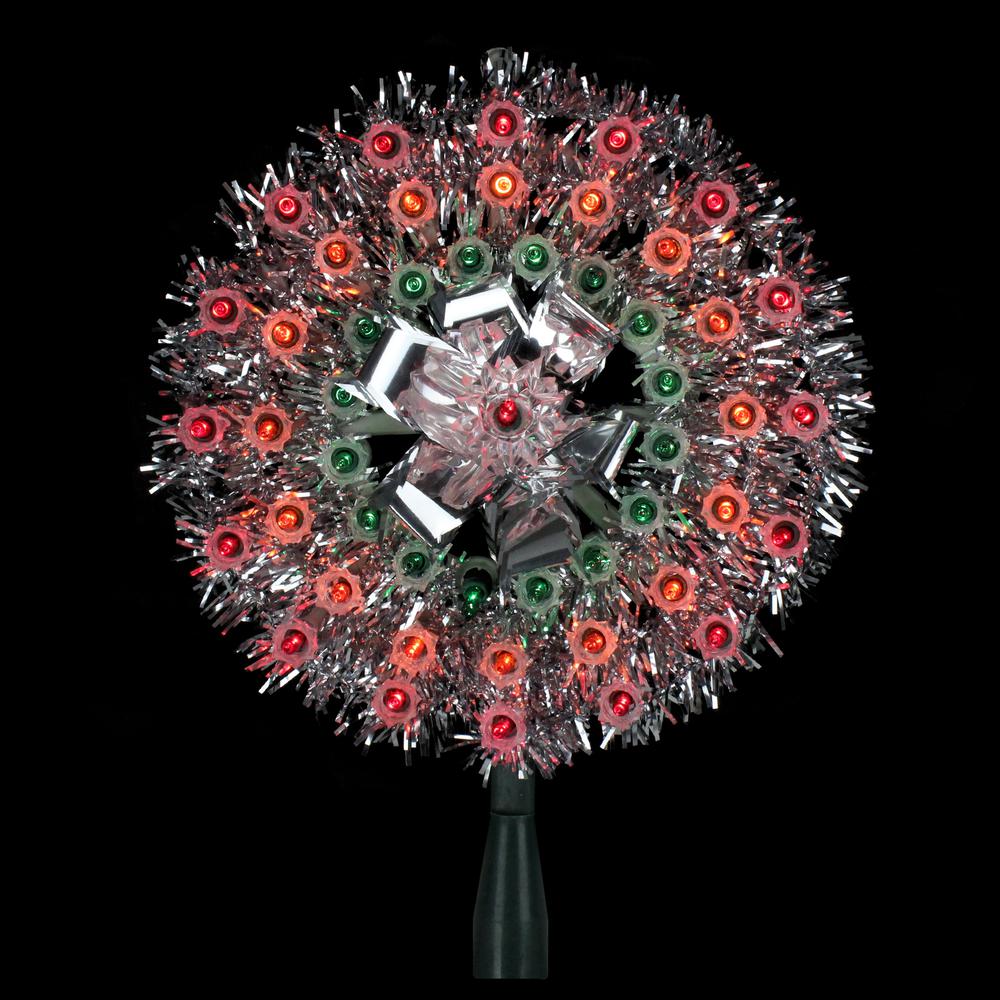 8" Pre-Lit Silver Starburst Christmas Tree Topper - Multicolor Lights. Picture 2