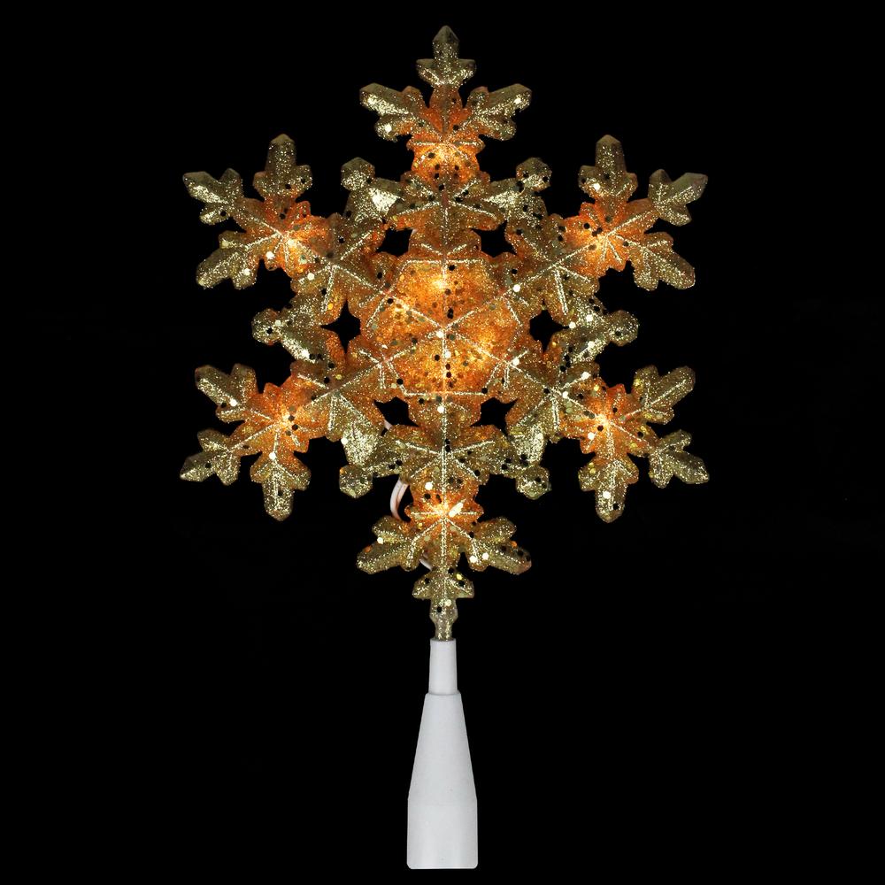 9" Pre-Lit Gold Snowflake Christmas Tree Topper - Clear Lights. Picture 2