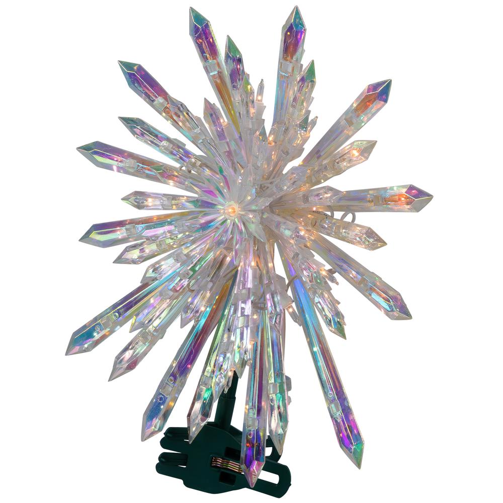 14" Lighted Iridescent Icicle Christmas Tree Topper - Clear Lights. Picture 3
