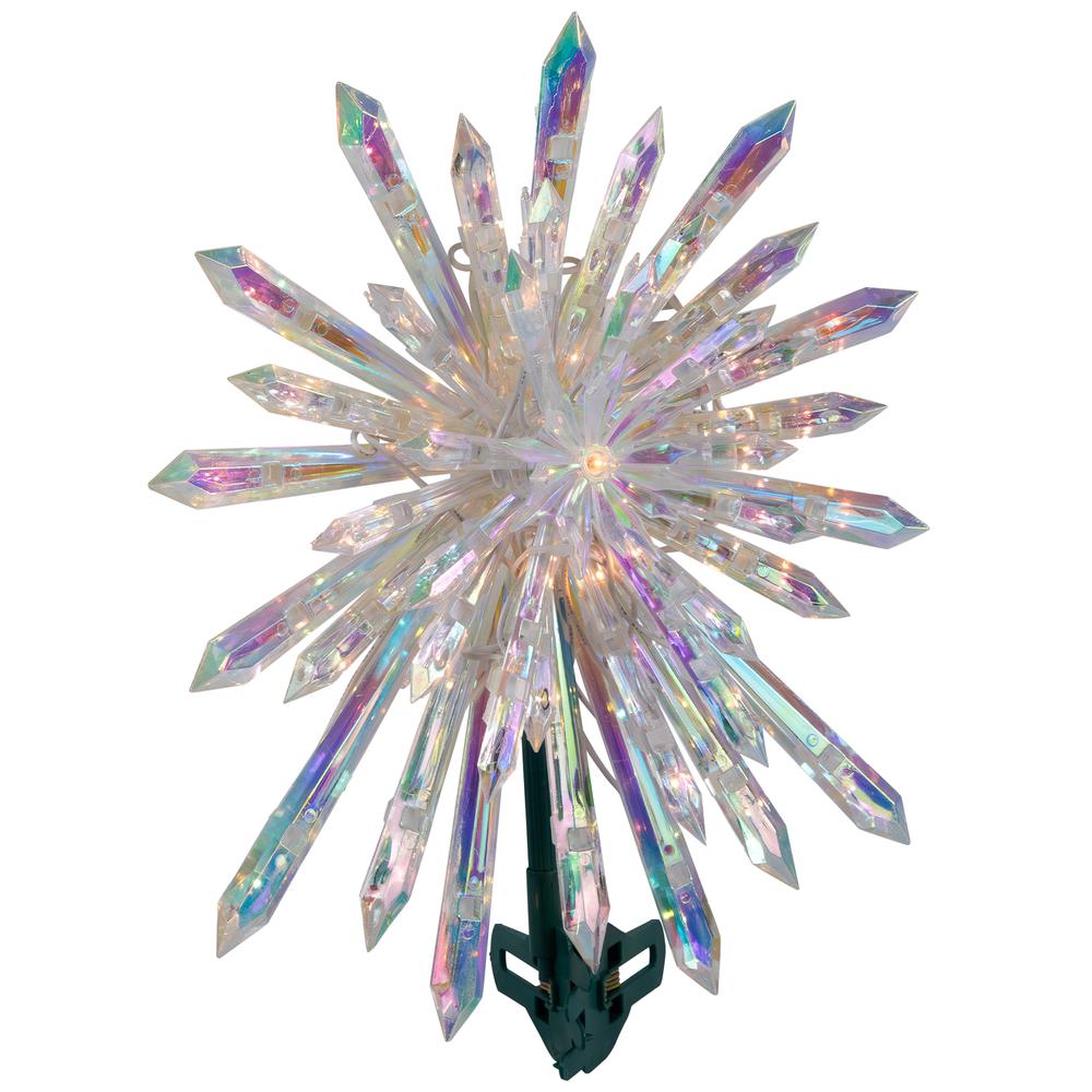 14" Lighted Iridescent Icicle Christmas Tree Topper - Clear Lights. Picture 4