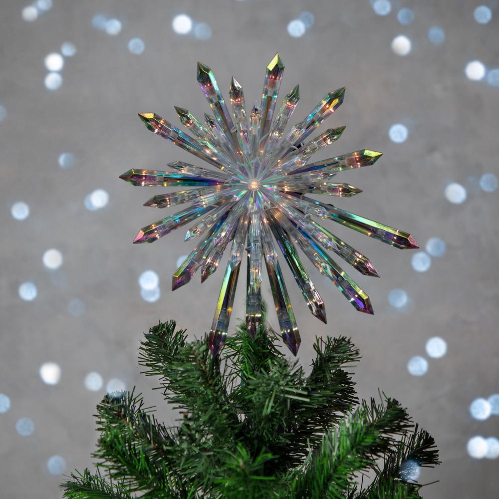 14" Lighted Iridescent Icicle Christmas Tree Topper - Clear Lights. Picture 2