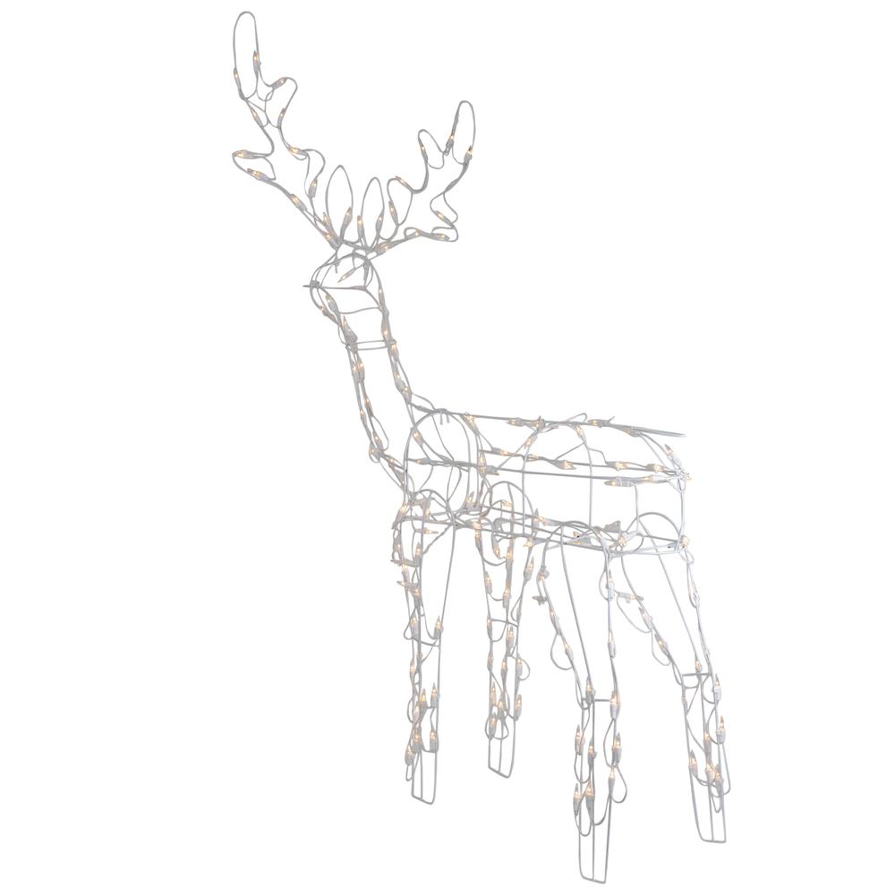 48" Lighted White Standing Reindeer Outdoor Christmas Decoration. Picture 3