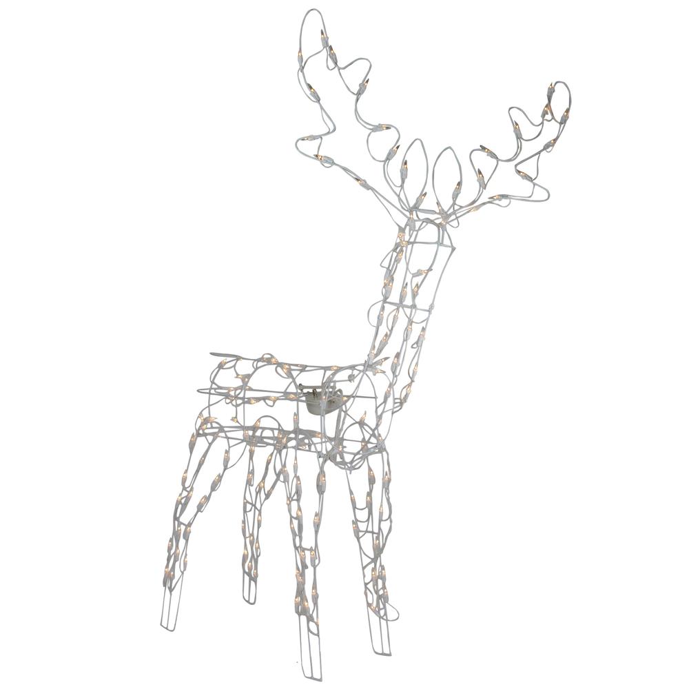 48-Inch Lighted White Standing Reindeer Animated Outdoor Christmas Decoration. Picture 2