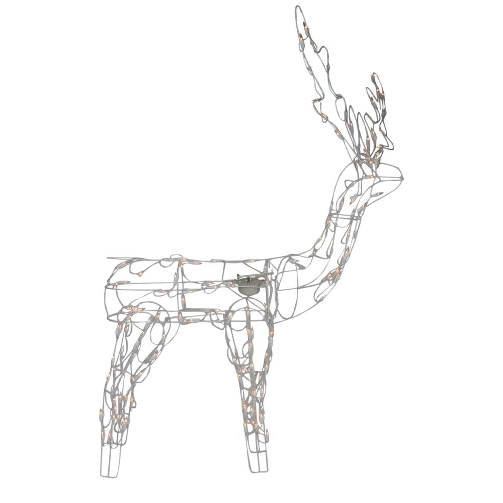 48-Inch Lighted White Standing Reindeer Animated Outdoor Christmas Decoration. Picture 1