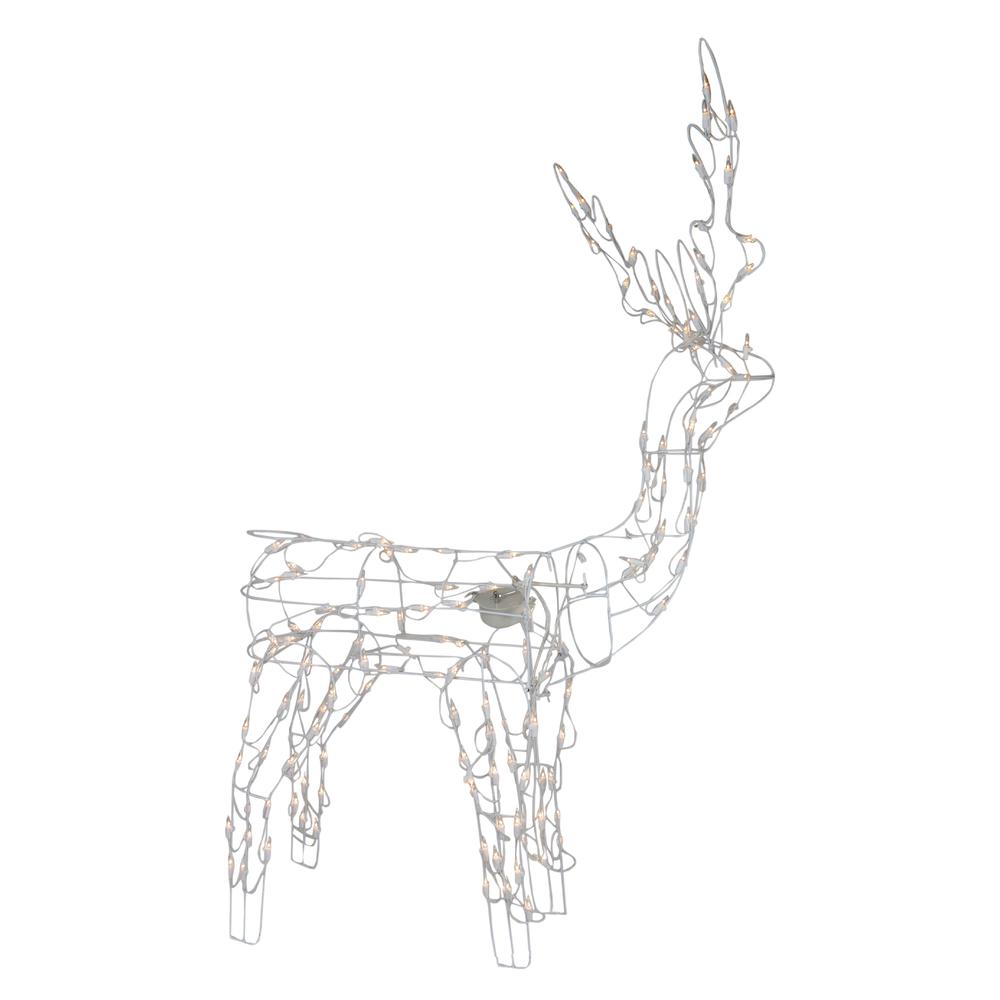 48-Inch Lighted White Standing Reindeer Animated Outdoor Christmas Decoration. Picture 3