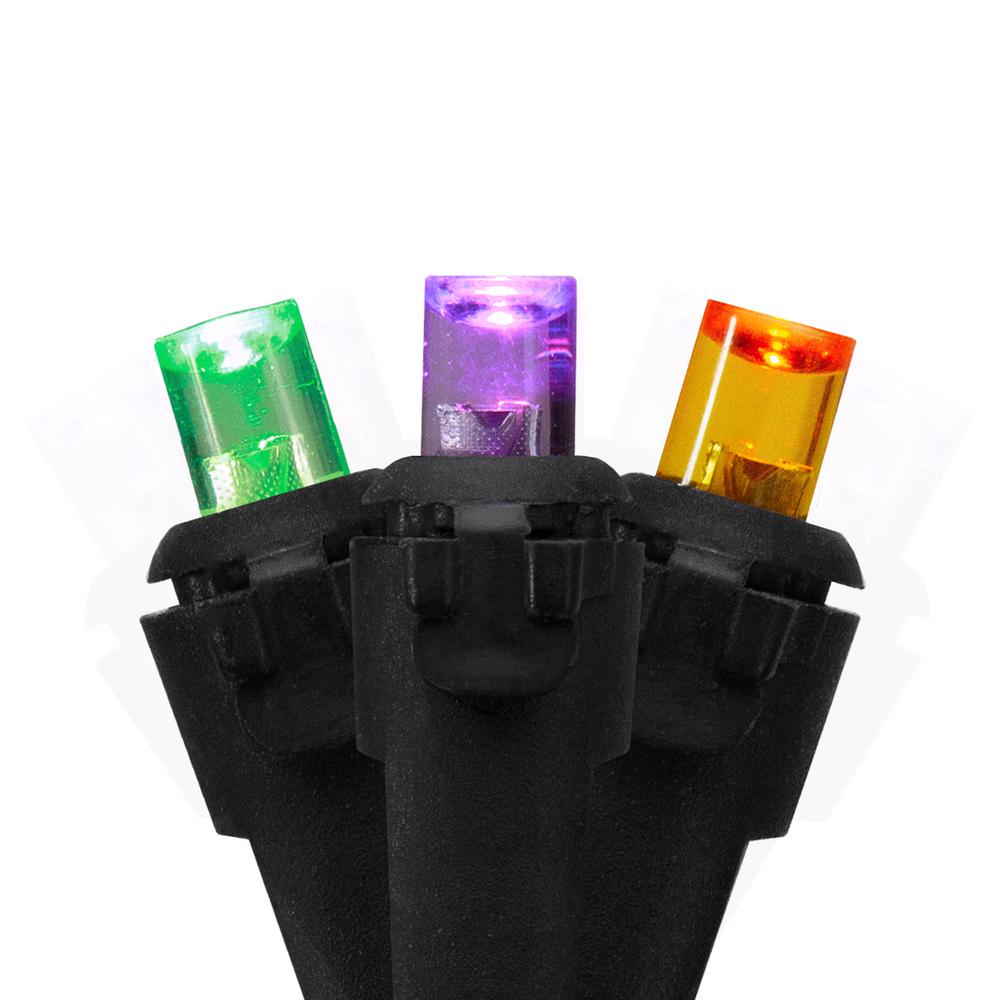 50 Count Purple  Green and Orange LED Christmas Lights  16 ft Black Wire. Picture 1