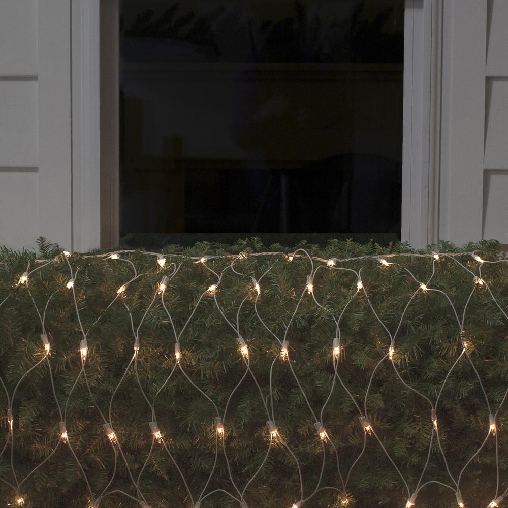 2' x 8' Clear Mini Net Style Column Christmas Lights  White Wire. Picture 3