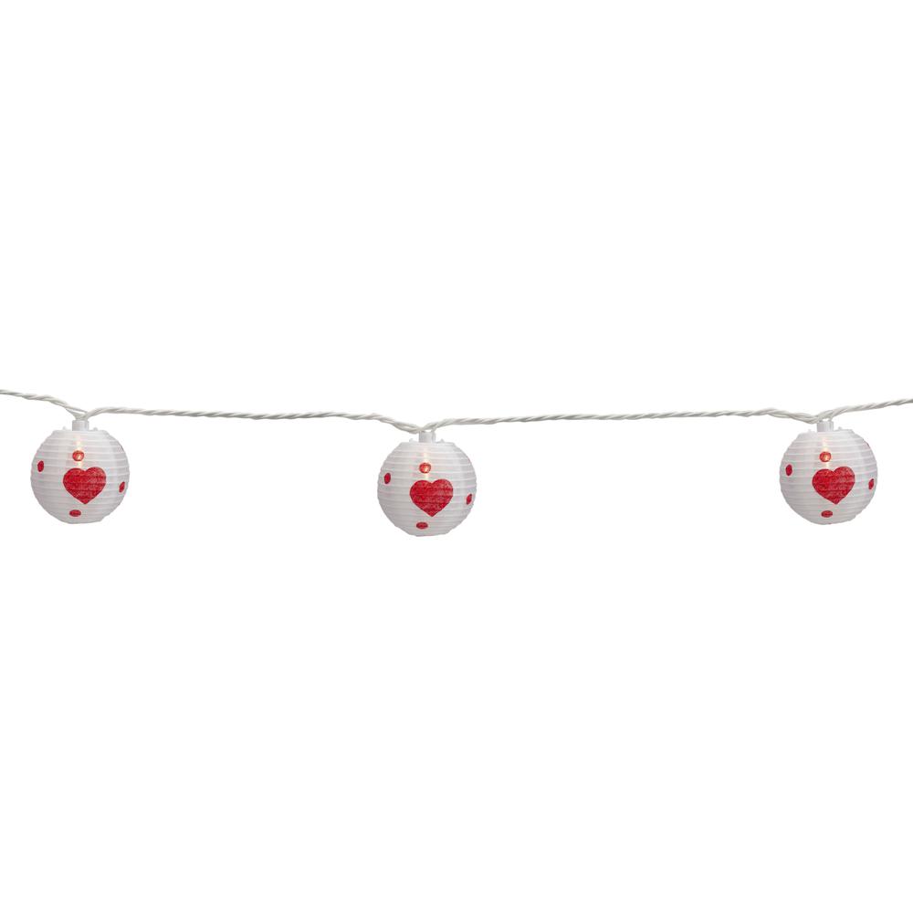 White and Red Heart Paper Lantern Valentine's Day Lights  8.5ft White Wire. Picture 3
