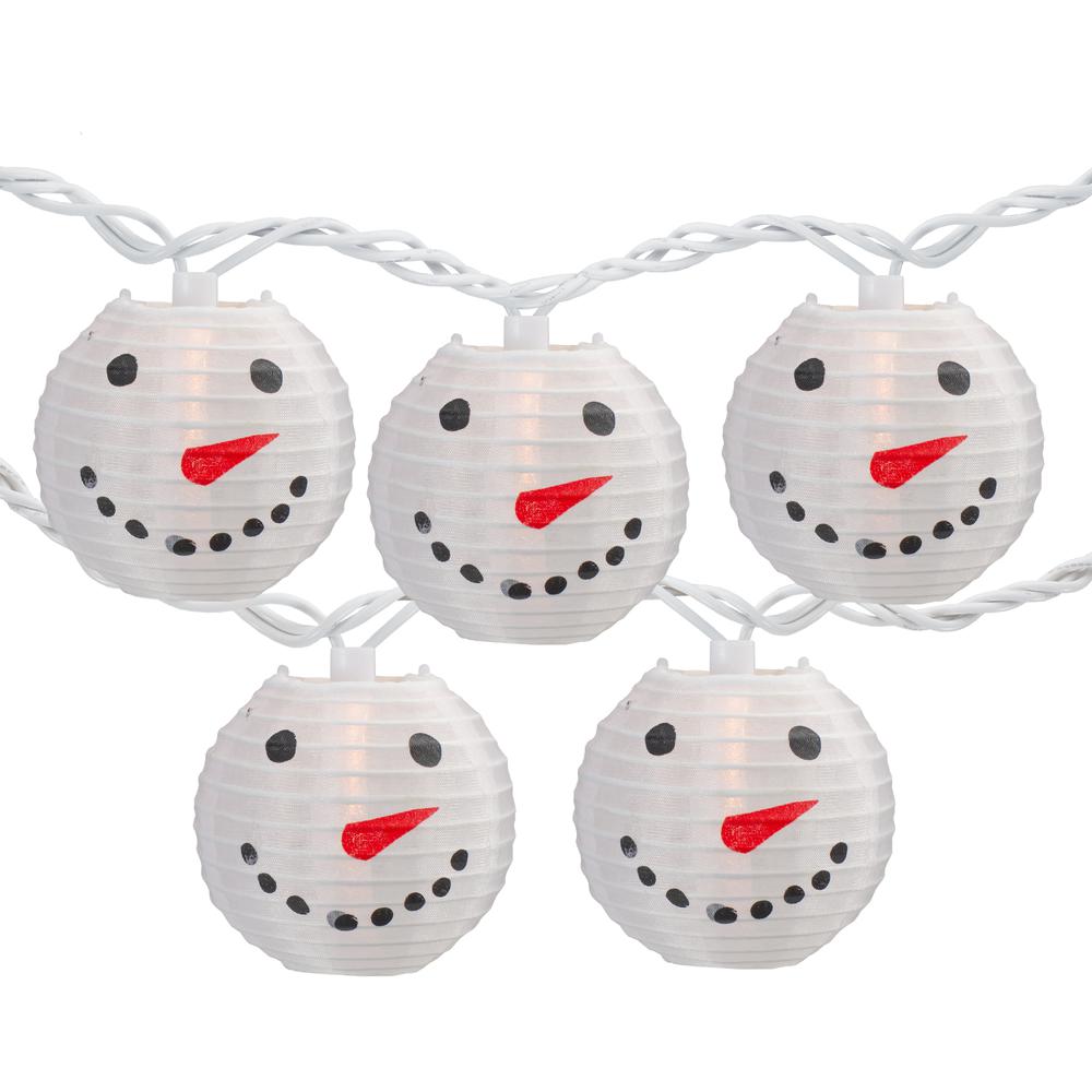10-Count White Snowman Paper Lantern Christmas Lights  8.5ft White Wire. Picture 1