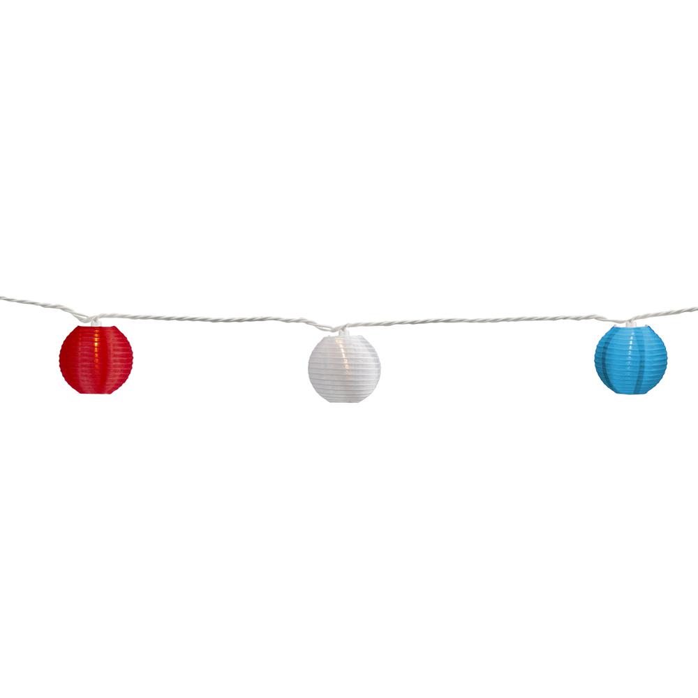 10-Count Red  White and Blue 4th of July Paper Lantern Lights  8.5ft White Wire. Picture 3