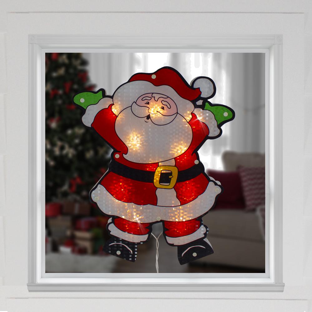 16.25" Lighted Holographic Santa Claus Christmas Window Silhouette. Picture 2