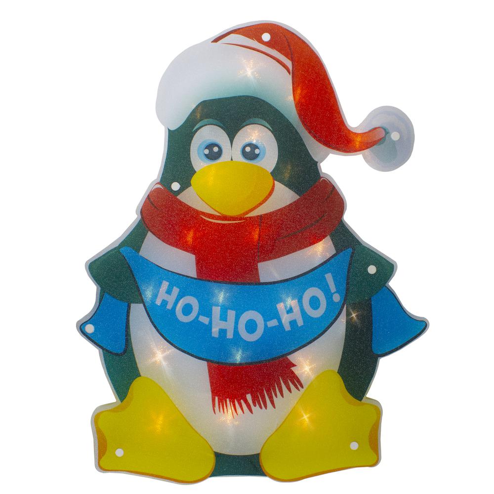 17.5" Lighted Penguin Christmas Window Silhouette. Picture 1