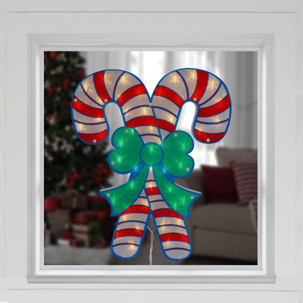 18.5" Lighted Double Candy Cane Christmas Window Silhouette. Picture 2