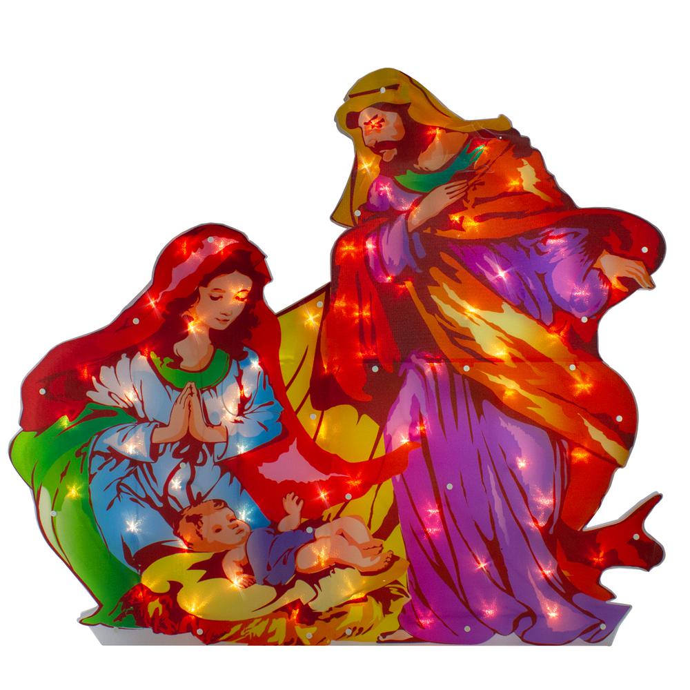 38" Lighted Holy Family Nativity Scene Christmas Outdoor Decoration. Picture 1