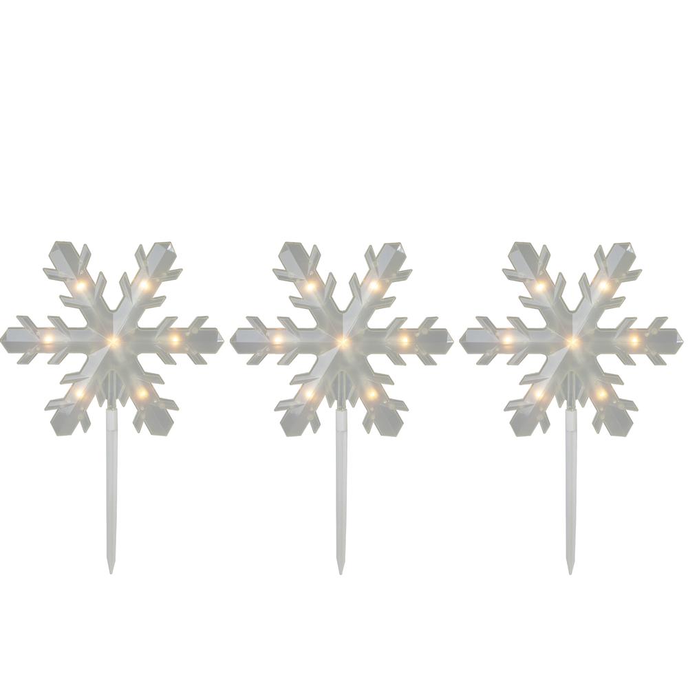 5ct Snowflake Christmas Pathway Marker Lawn Stakes - Clear Lights. Picture 3