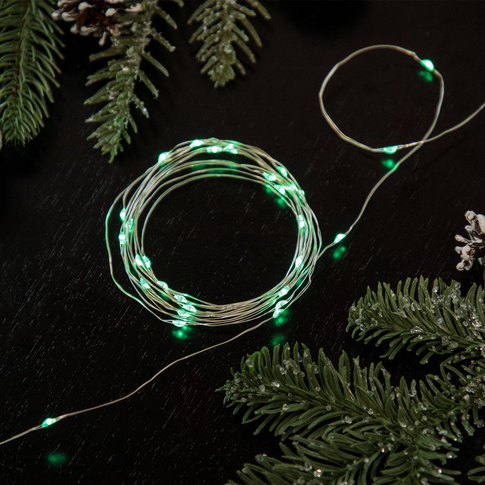 100ct Green LED Micro Fairy Lights  16ft Copper Wire. Picture 1