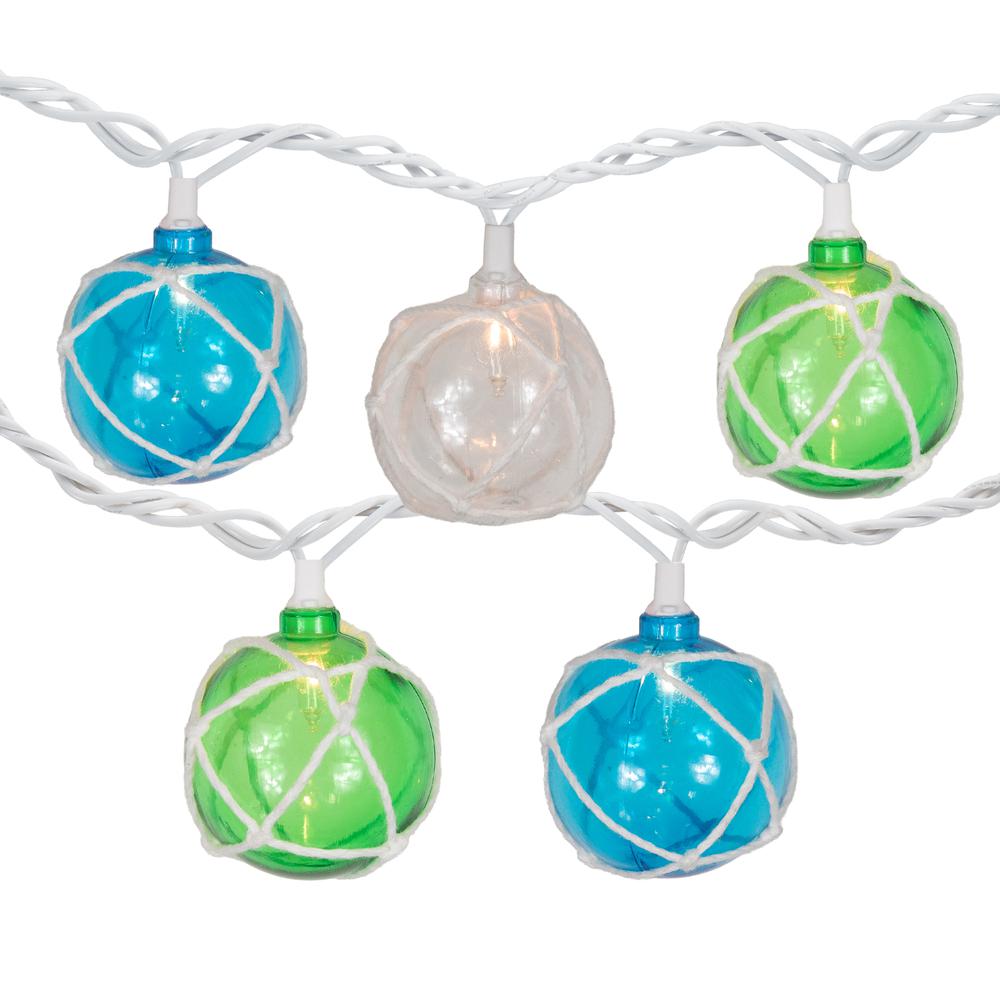 10-Count Multicolor Globe Christmas Light Set  6ft White Wire. Picture 1