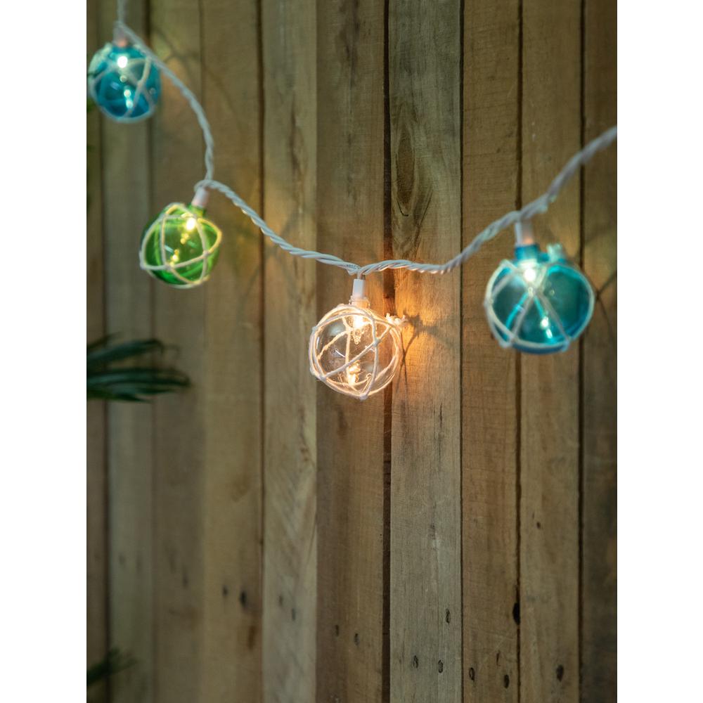10-Count Multicolor Globe Christmas Light Set  6ft White Wire. Picture 2