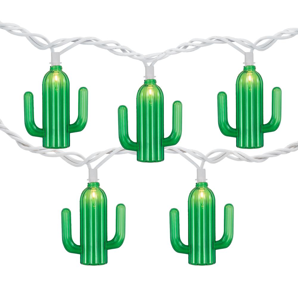 10-Count Green Cactus Patio Light Set  6ft White Wire. Picture 3