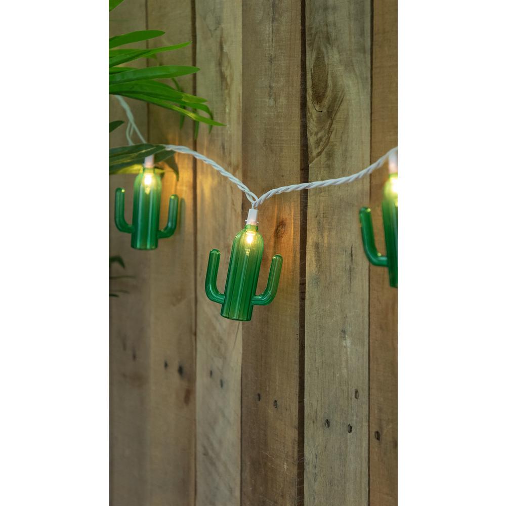 10-Count Green Cactus Patio Light Set  6ft White Wire. Picture 5