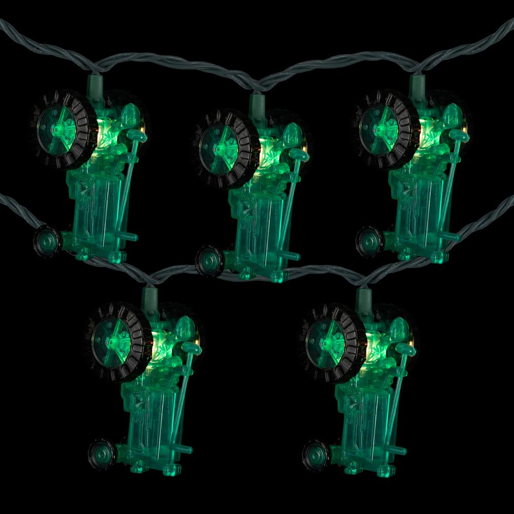 10-Count Green Tractor Patio Light Set  5.75ft Green Wire. Picture 5