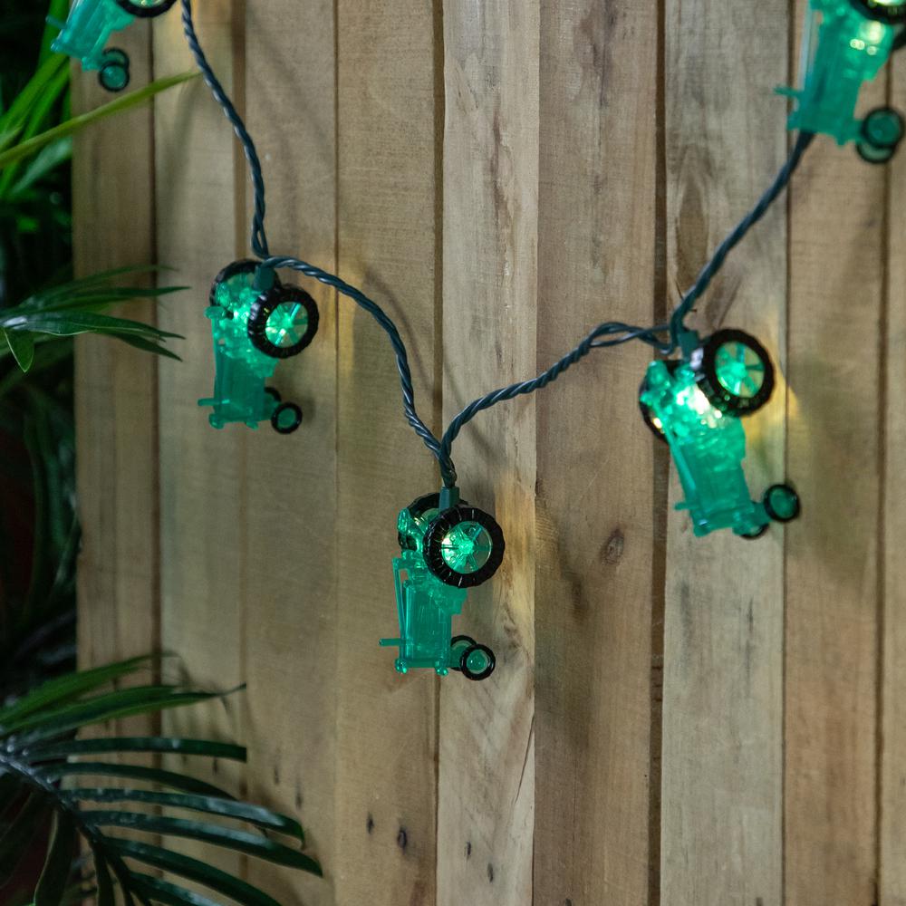 10-Count Green Tractor Patio Light Set  5.75ft Green Wire. Picture 4
