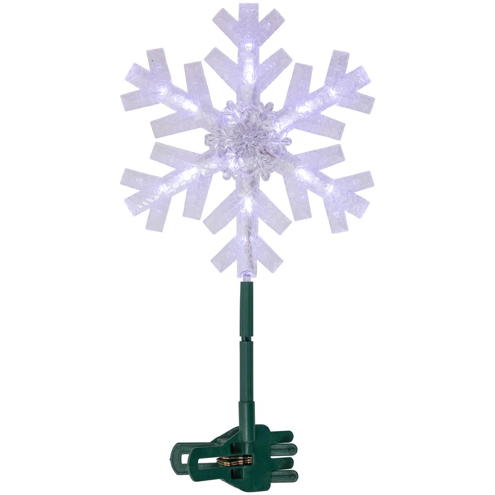 14.75" LED Lighted Clip-On Snowflake Christmas Tree Topper  White Lights. Picture 2