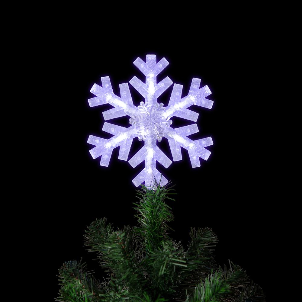 14.75" LED Lighted Clip-On Snowflake Christmas Tree Topper  White Lights. Picture 3