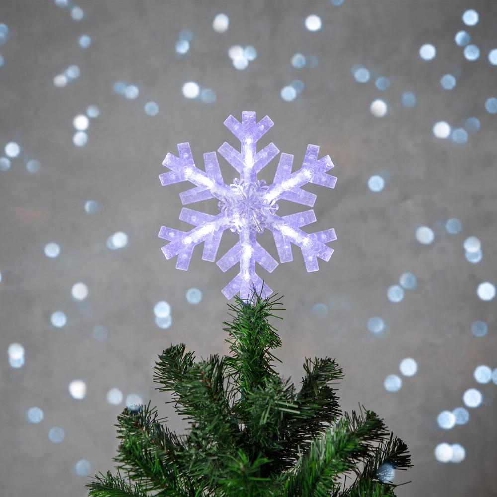 14.75" LED Lighted Clip-On Snowflake Christmas Tree Topper  White Lights. Picture 1